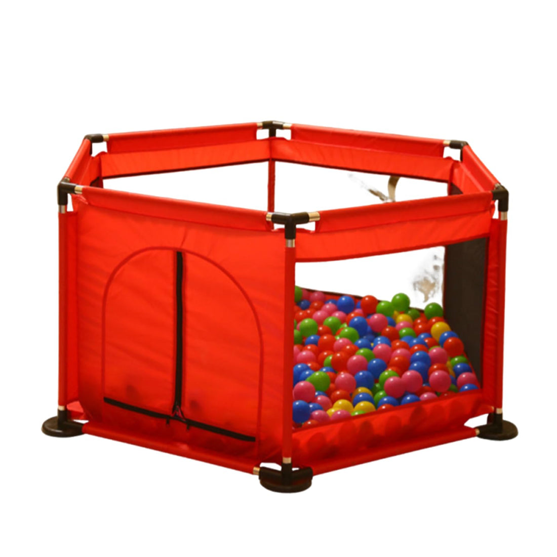 Tazweeq Foldable Baby Kids Playpen, Activity Center Room, Fitted Floor Baby Kids Safety Protection, Care Playpen Tent, Crawling Game Folding Fence, Toys Red