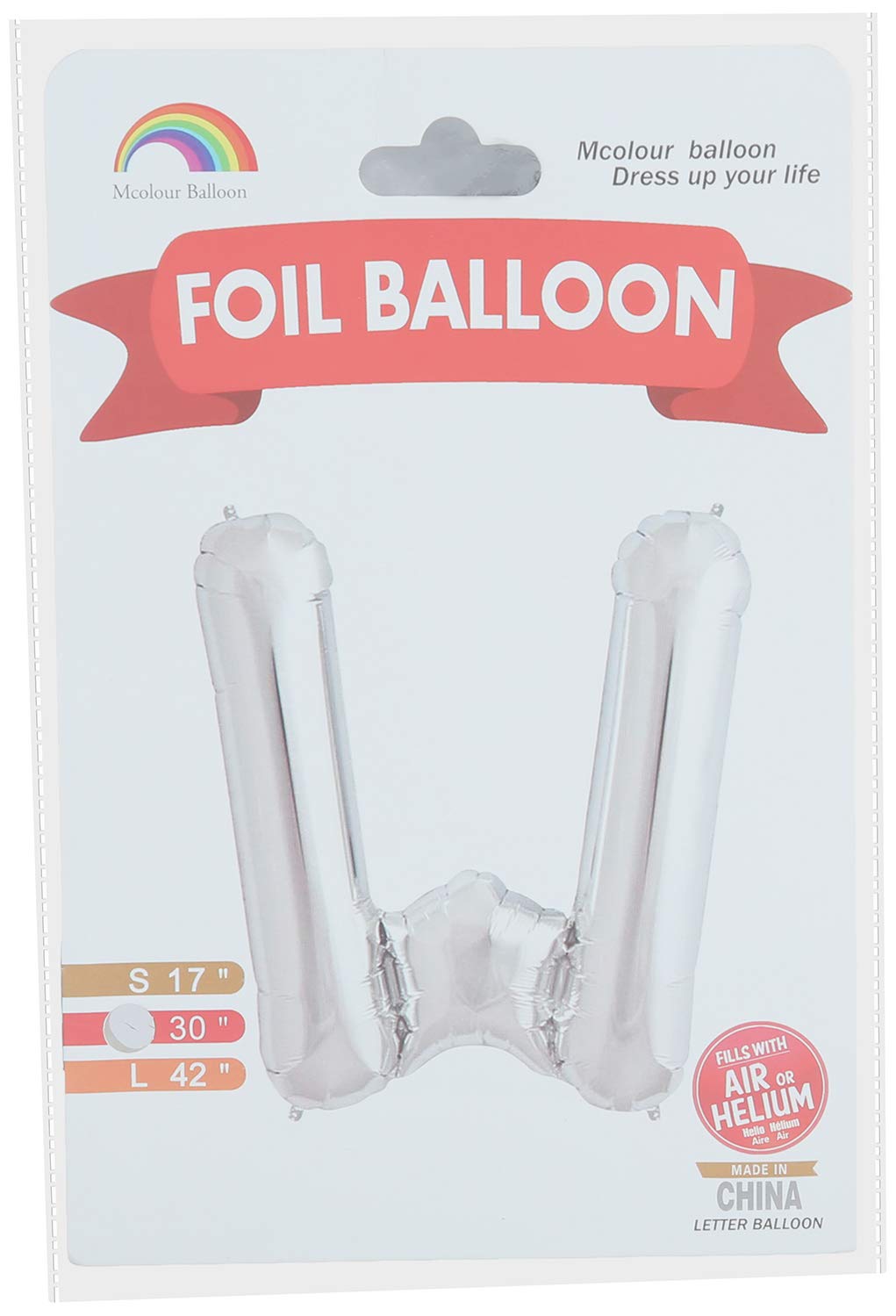 Wonka Mcolour Balloon Foil Balloon - Letter W - Meduim Size, Silver
