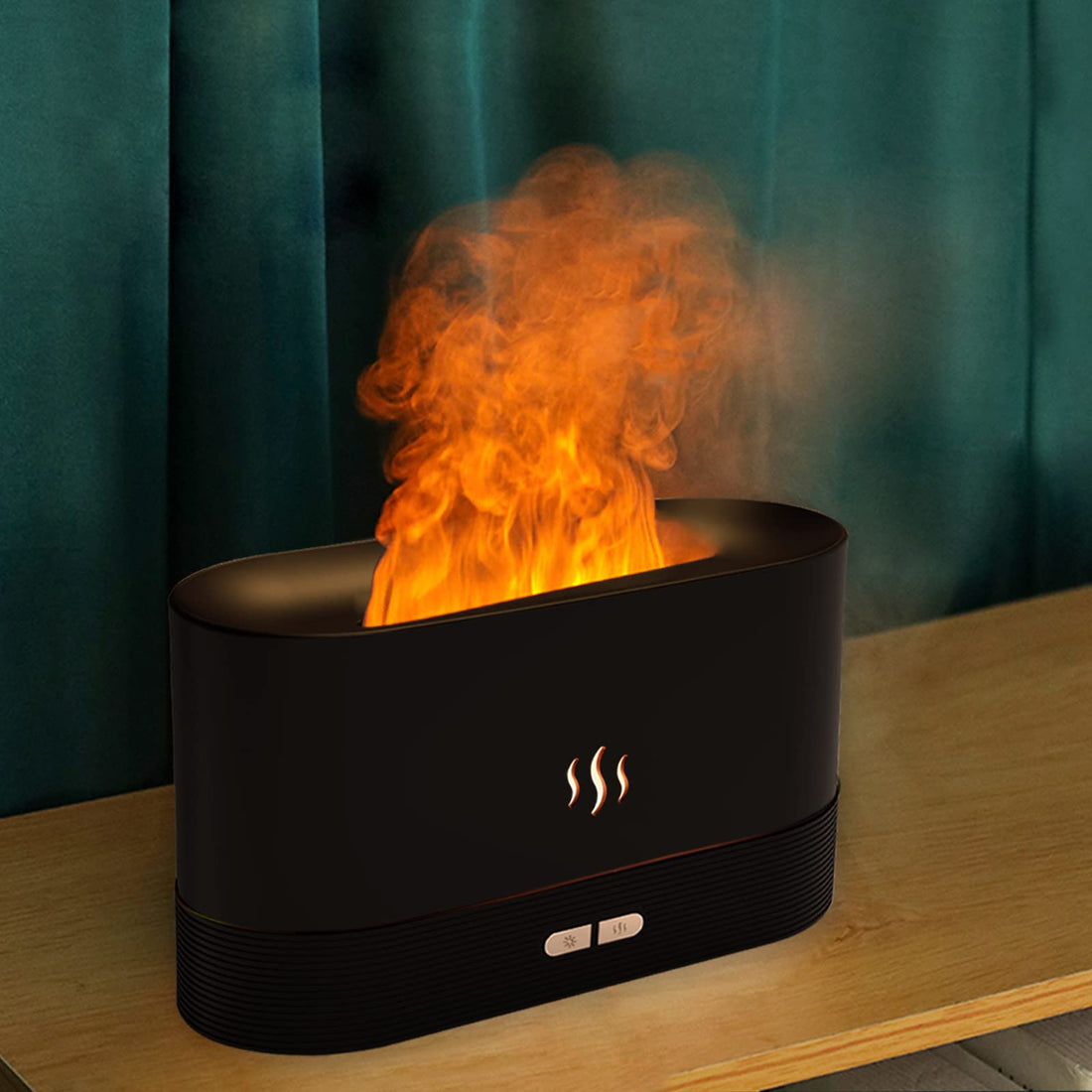 Aroma Diffuser with Flame Effect, Ultrasonic Essential Oil Diffuser, 2-in-1 Humidifier, Aromatic Therapy, Auto Shut-Off, Black/White