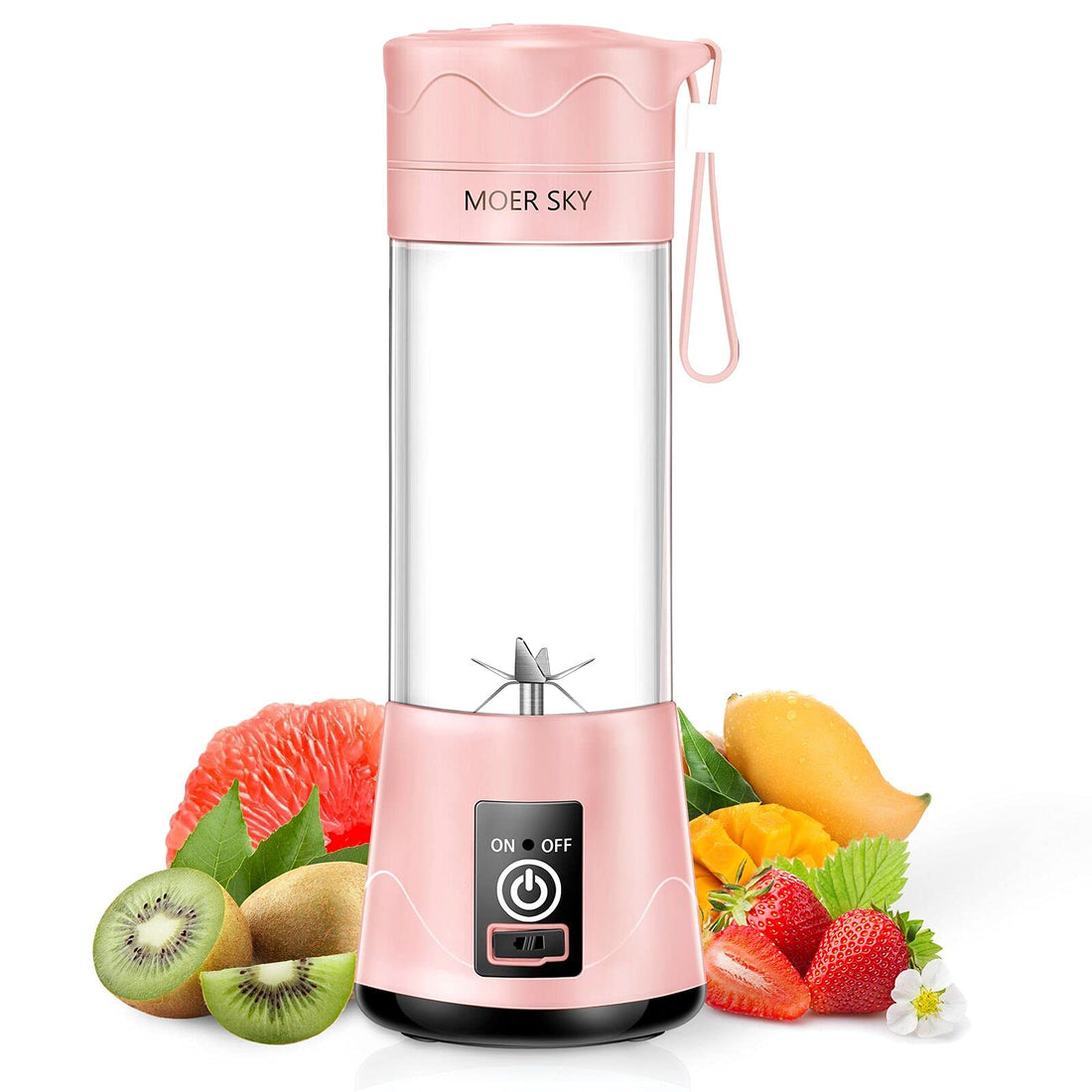Portable Juicer Blender, Household Fruit Mixer - Six Blades in 3D, 380ml Fruit Mixing Machine with USB Charger Cable for Superb Mixing, USB Juicer Cup (B)