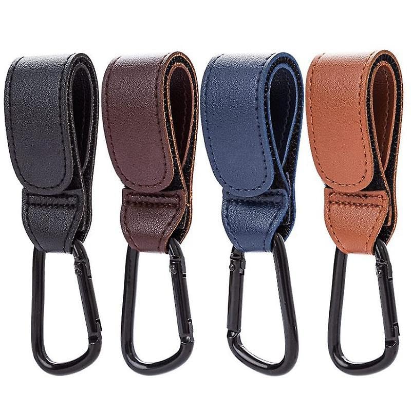 aby Stroller Hooks for Hanging, 2 PCS Durable Leather Stroller Straps, Stroller Clips for Diaper Bags Pet Carts Grocery Shopping Bags, Mommy Hook for Stroller (black)