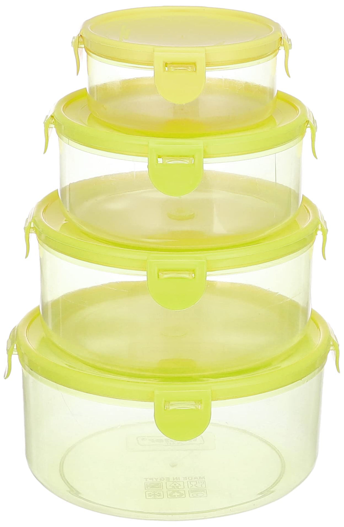 winnerplast Plastic Round Lock Box For Keeping Food From Winer Plast, 4 Pieces - Multi Color