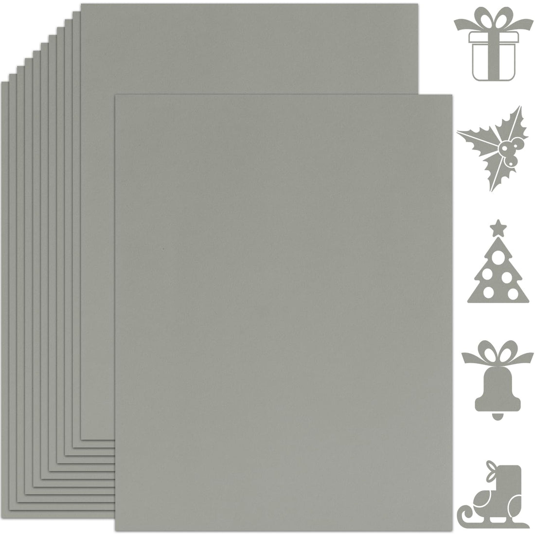 25 Sheets Gray Cardstock Paper 8.5'' x 11'', 250gsm/92lb Thick Paper for Scrapbook, Invitations, Printing and DIY Cards