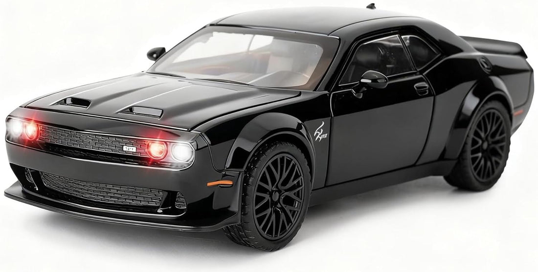 TOYS LAND 1:32 Scale Sports Diecast Metal Toy Car, Pull Back Model Car with Openable Doors, Detailed Interior, Sound and Light, Zinc Alloy Collectible Vehicle, Birthday Gifts for Kids Age 6+ (Black)