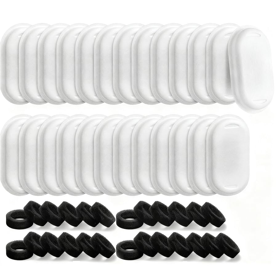 fashion mania 25 Pack Cat Water Fountain Filters for 108/3.2L& 67oz/2L Stainless Steel Pet Water Dispenser Cat/Dog Fountain Filter Replacement(25 Filters & 25 Sponges)