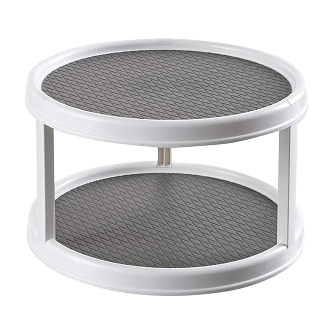 Non Skid Turntable Cabinet Organizer, 2 Tier, 360 Degree Rotating Turntable for Kitchen Cabinet Spice Rack - Gray