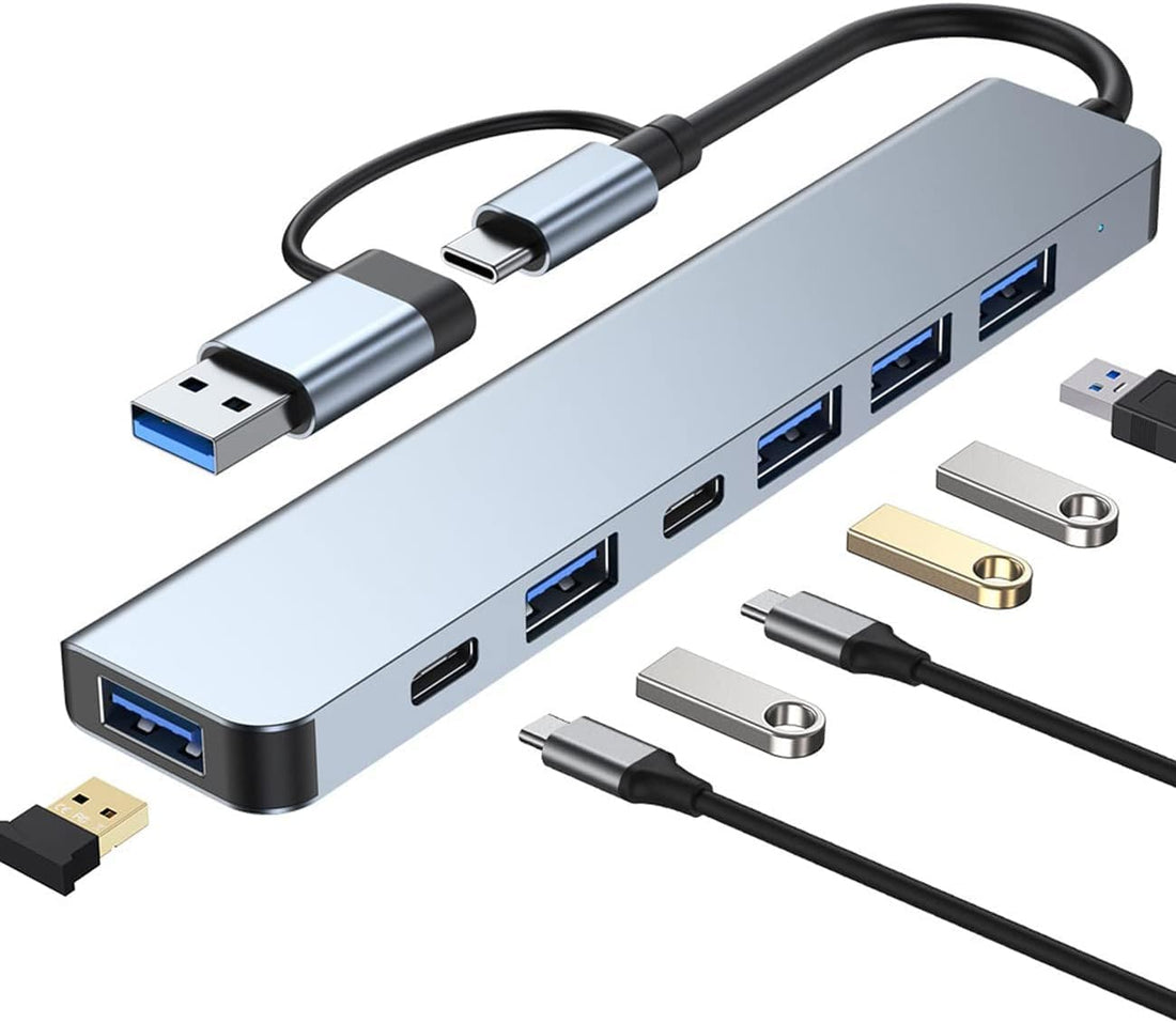 Store 8-IN-2 USB HUB 3.0 USB C HUB Dock Station 5Gbps High Speed Transmission USB Splitter)