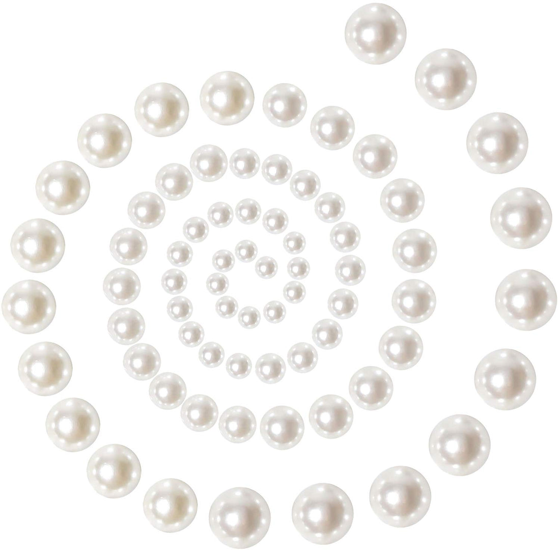 JAZZEEL Flat Back Half Round Pearl Beads 1000pcs White Glossy Nail Art Pearls Mixed Sizes 4-12mm for DIY Crafts Wedding Dress Embellishment Phone Case Decoration Projects