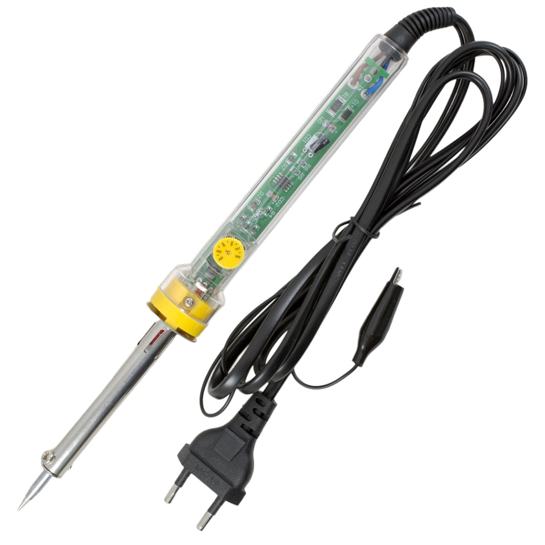 60W Transparent Tin Soldering Iron with Temperature Control Switch (200-450℃) with Ground Tip