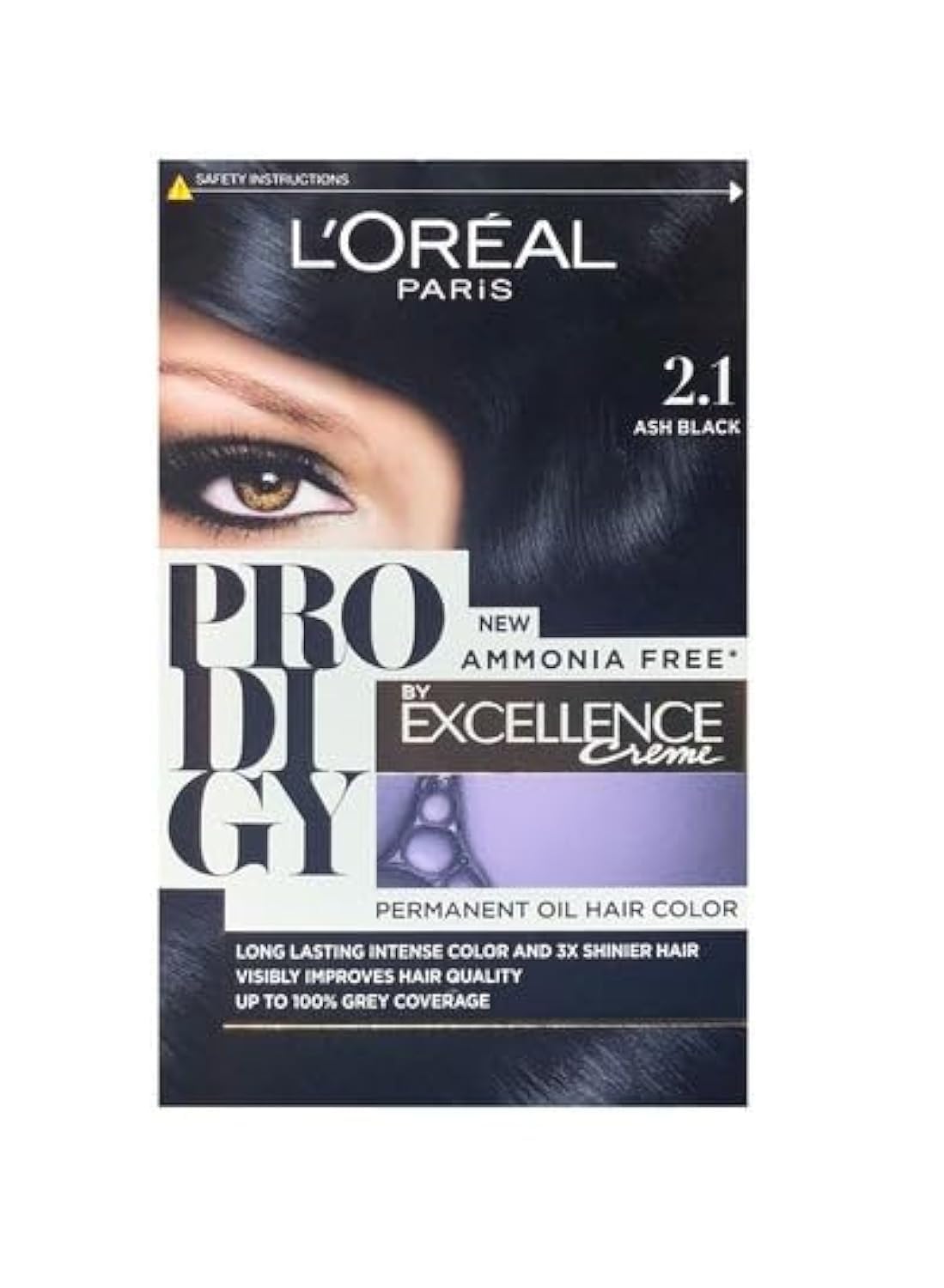 L’Oréal Paris L'Oreal Prodigy Permanent Oil Hair Color, 2.10 Ash Black