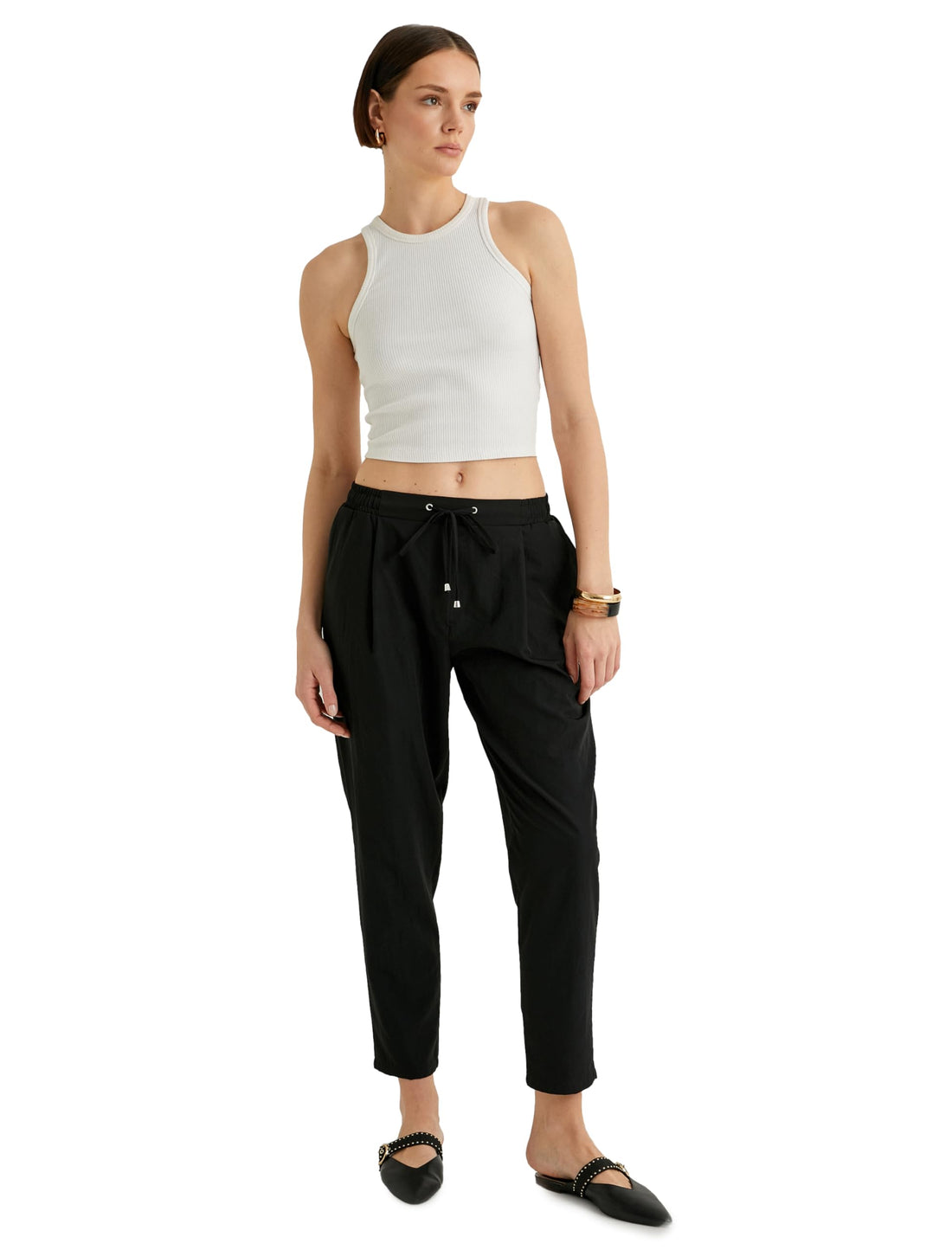 KOTON womens Drawstring Parachute Trousers
