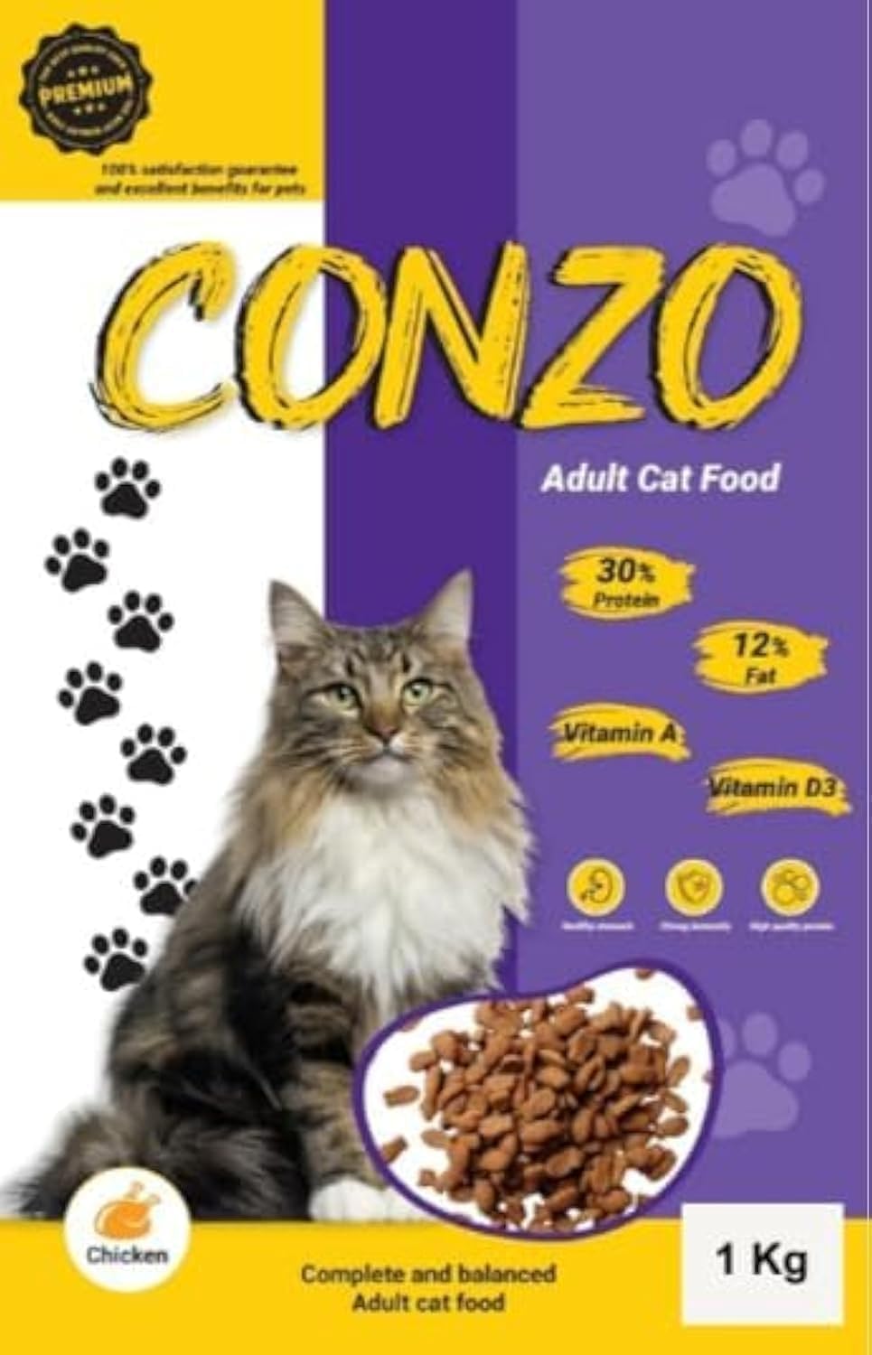 Conzo Adult Cat Food Nourish & Thrive: Premium Feline Feast – Gourmet Dry Cat Food 1kg