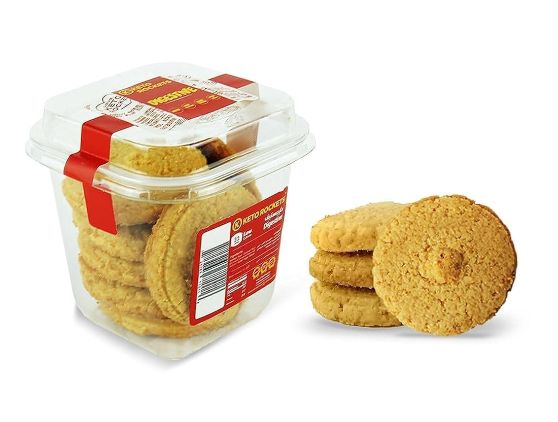 K Keto Rockets Digestive Plain Fresh Biscuits - Diet - Healthy - Sugar Free Sweetened with Natural Stevia - Free of Preservatives - Gluten Free (7 Pieces)