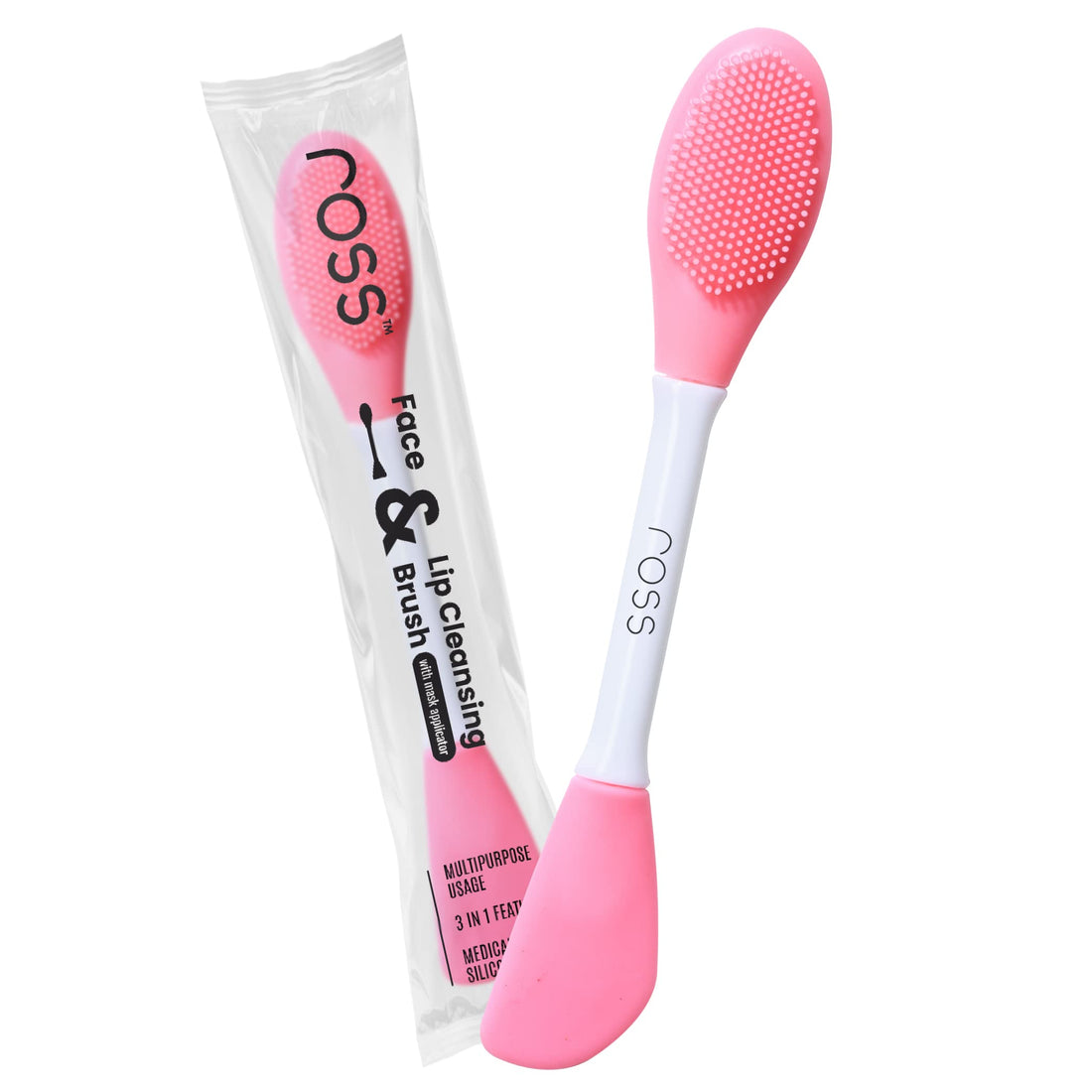 Ross Silicone Face Mask Applicator & Lip Cleansing Brush Made With Ultra Hygienic Soft Silicone Bristle For Gentle Exfoliation (Light Pink)