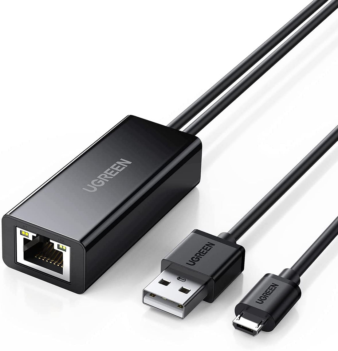 u green Ethernet Adapter Compatible for Fire TV Stick 4K Chromecast Google Home Mini and More Streaming TV Sticks Micro USB to RJ45 Ethernet Network Adapter with USB Power Supply Cable 3.3ft (30985)