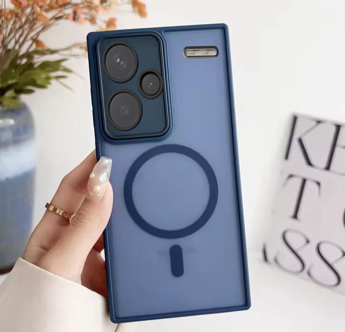 Grabist Magnetic case for Redmi Note 13 Pro Plus, Full Camera Protection with lens, Compatible with magnetic stand, Translucent Matte, Shockproof Case For Redmi Note 13 Pro plus 5G (Dark Blue)
