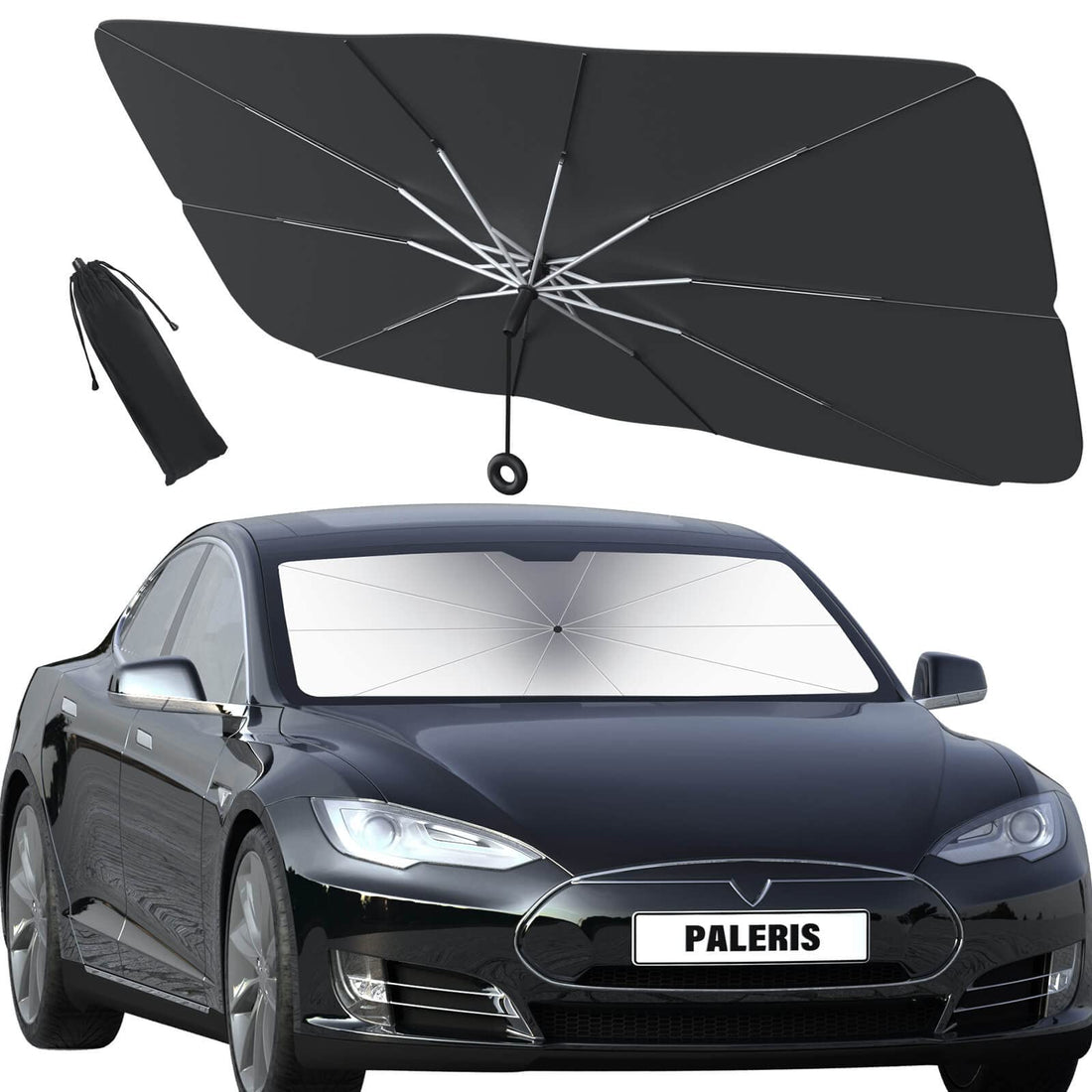 2023 Upgraded Car Windshield Sun Shade Umbrella - Foldable Car Sunshade Front Window Cover Windshield Sunshades, Car Accessories Interior for UV Ray Block & Sun Heat Protection (Medium 55x31 inches)