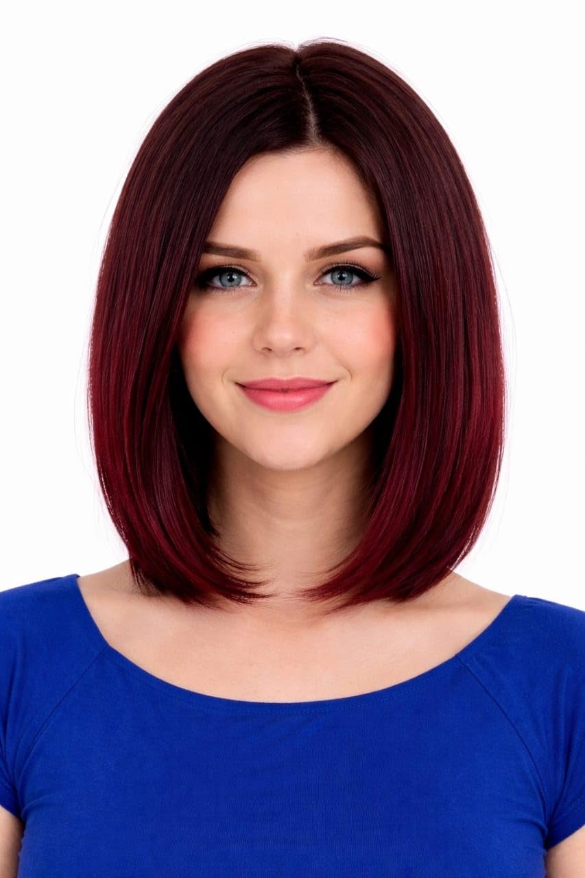 Short Bob Wig Dark Cherry Red Straight Stylish Wigs for Women