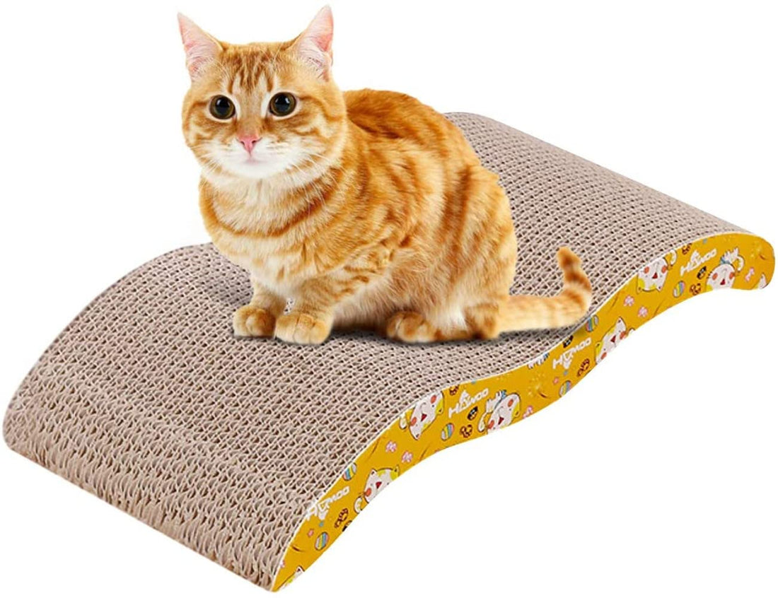 Mumoo Bear Cat Scratcher Cat Scratching Board Durable Kitten Scratching Pads with Organic Catnip, Reversible Cat Scratcher Lounge Made From Recyclable Corrugate Cardboard