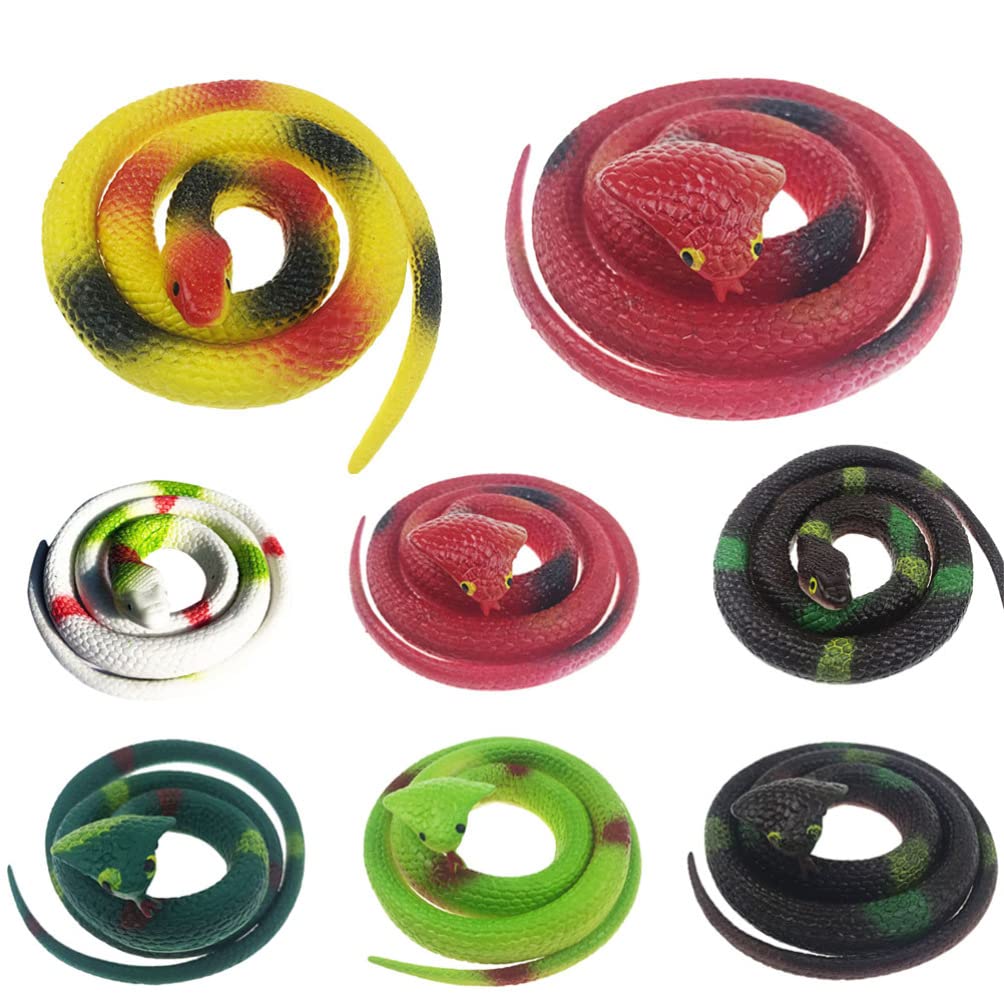 Toyvian 8 Pieces of Realistic Rubber Snakes Fake Snakes Toys for Garden Accessories for Scaring Birds Squirrels Rubber Gag Realistic Snakes Pranks