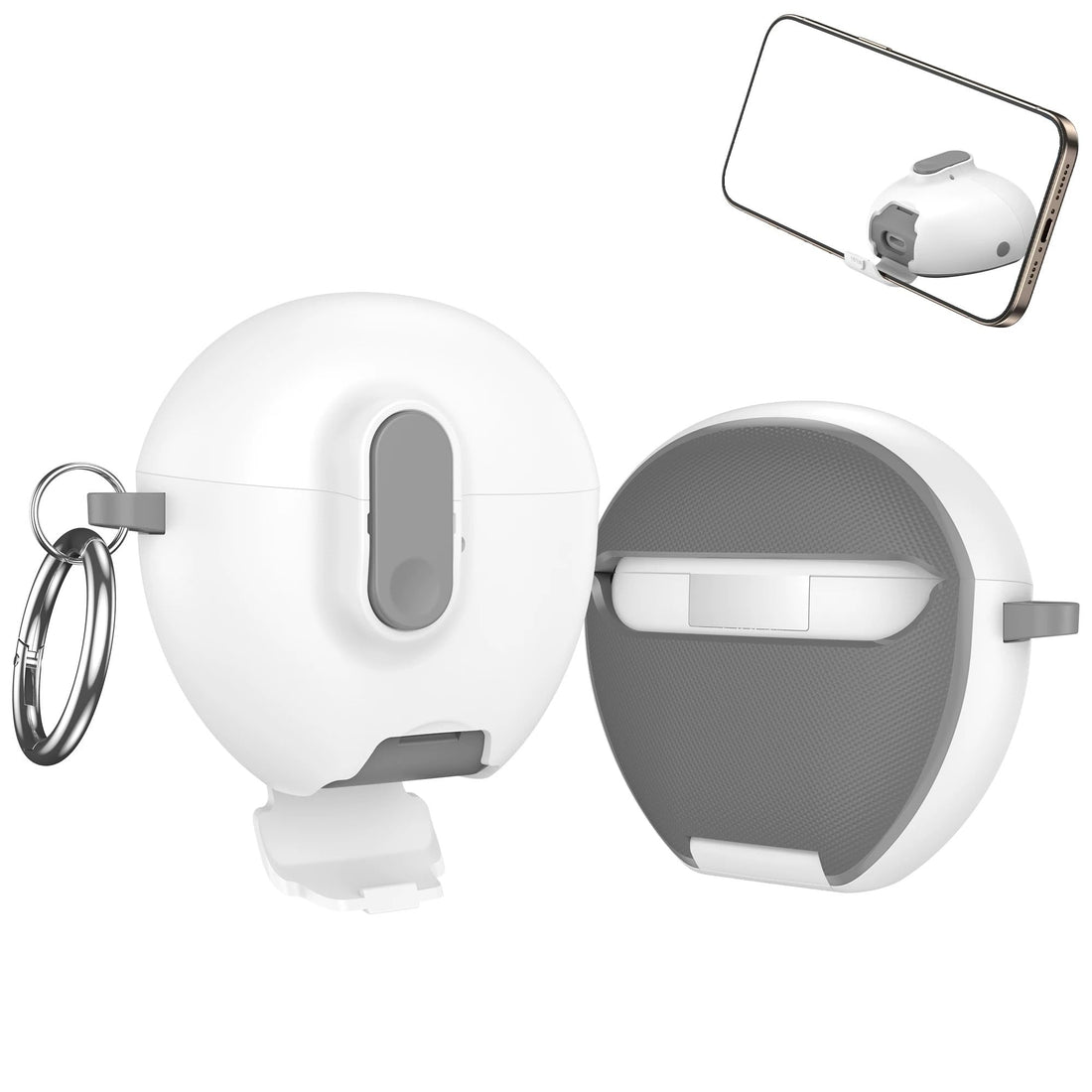 Fekra For Huawei FreeBuds 7i Case Silicone Protective Case for Huawei FreeBuds 7i cover with Carabiner Keychain Anti-Lost (Armor ST white)