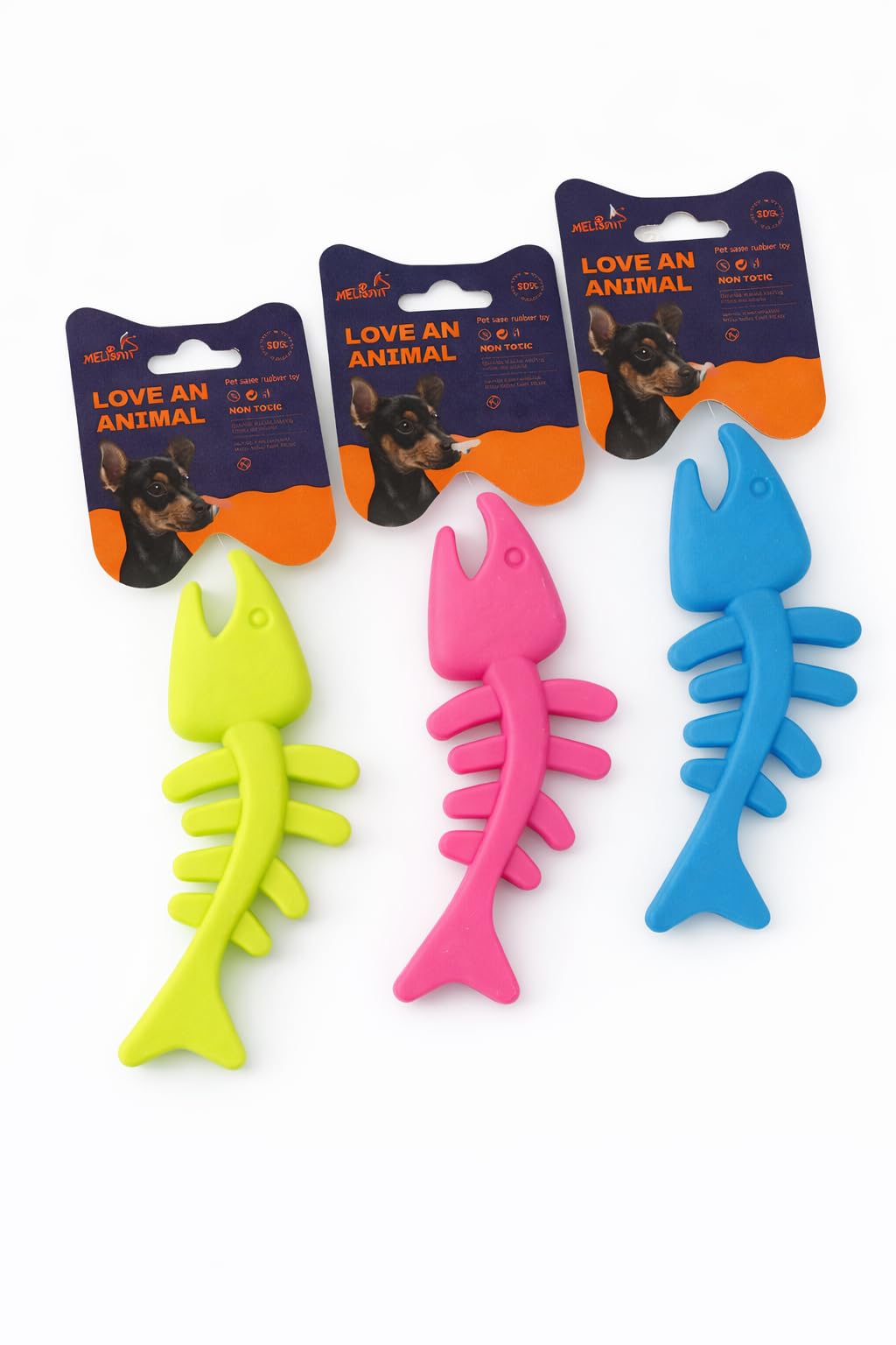 Animal Pet Safe Rubber Toy, Fish Shape, Non-Toxic, Available in Blue, Pink, and Yellow (Blue)