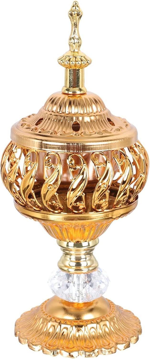 Large Metal Incense Burner, 22cm Gold Aromatherapy Holder, Elegant Home Décor, Safe and Sturdy Smoke Diffuser, Perfect for Meditation, Yoga, Relaxation, and Spiritual Spaces