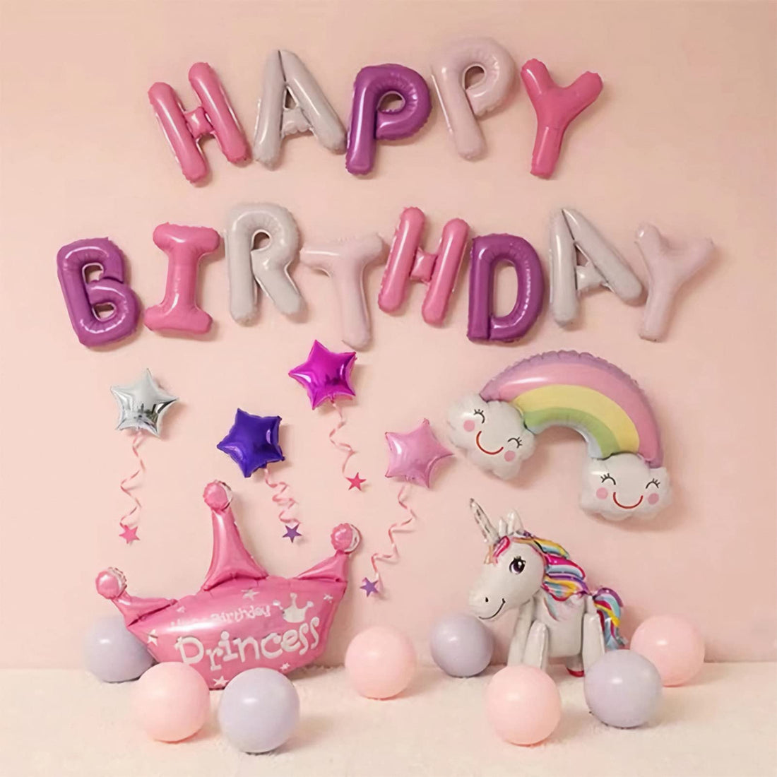 Unicorn Birthday Decorations Party Balloons Decoration Set,HAPPY BIRTHDAY Balloon Banner,3D Unicorn Balloon,Cloud,Star Balloon,Crown and Latex Party Ballons for Infant Girl Boy Lady Birthday Party