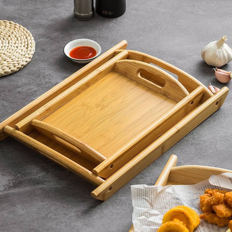 Premium Wooden Trays (3 Pieces) with Side Handles, Practical and Durable to Serve Coffee, Tea, Desserts in Style, Modern Design to Match All Decor – FASHION.HOME
