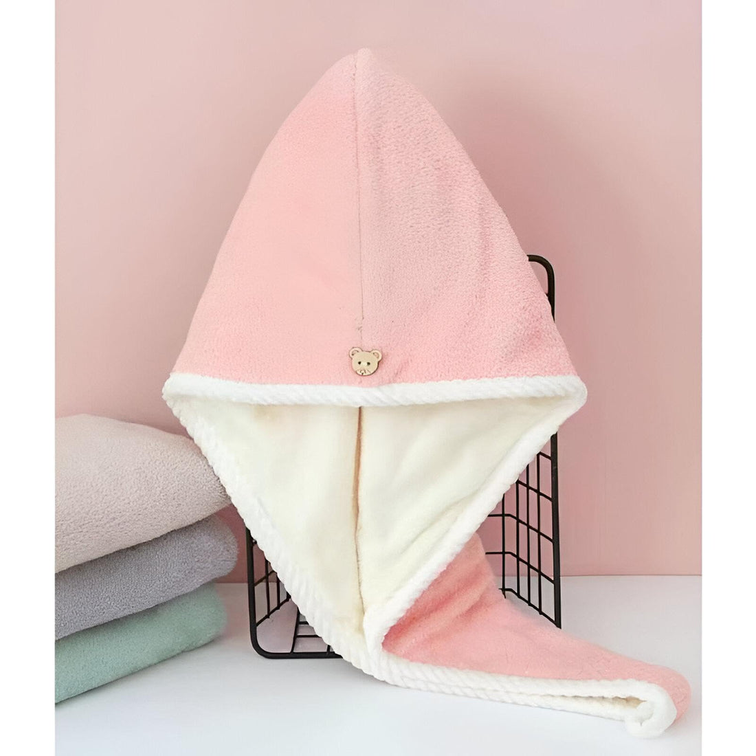 Sherpa Fleece Baby Blanket - Reversible soft plush throw in pastel tones with adorable bear embellishment, perfect for warmth and cuddles, double-sided for year-round comfort. (pink)