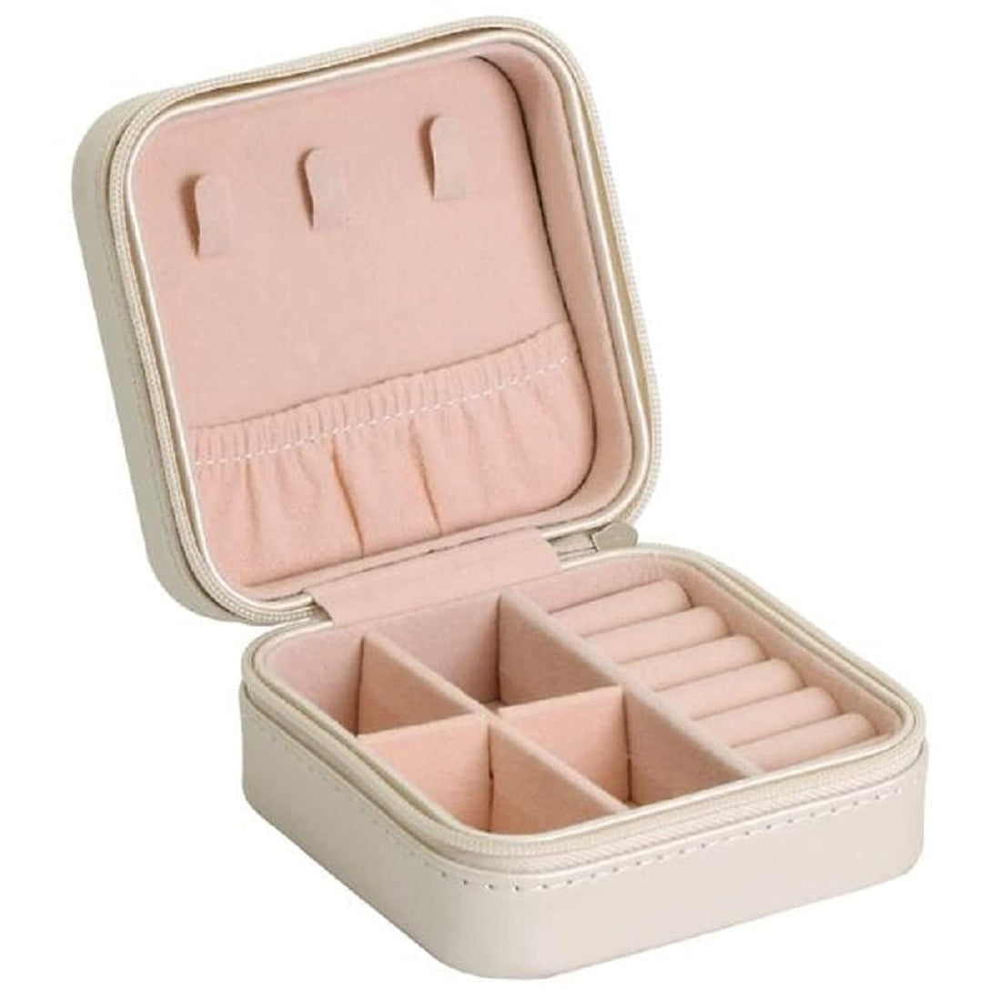 Jewellery Box Organiser for Women Girls, 2 Layers Large Jewelry Boxes Storage, PU Leather Lockable Jewellery Case Holder with Removable Tray for Earrings Rings Bracelets Necklace, White