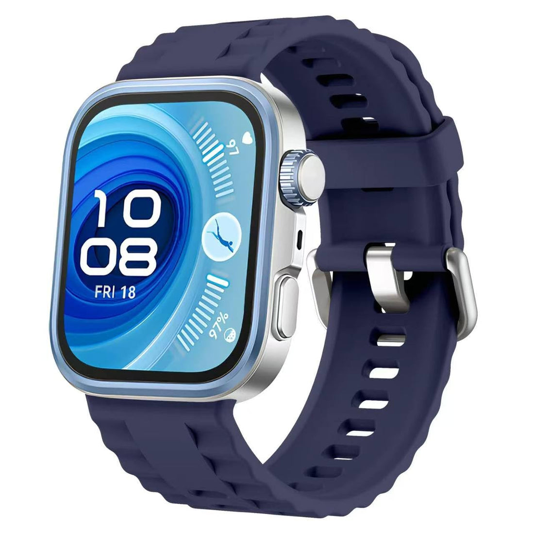 ECO Official Wave Silicone Bracelet for Huawei Watch Fit 3/Watch Fit 4 Pro/Fit 4 Strap, Soft Silicone Sport Replacement Strap for Women/Men, Adjustable Waterproof Sports Band (Blue)
