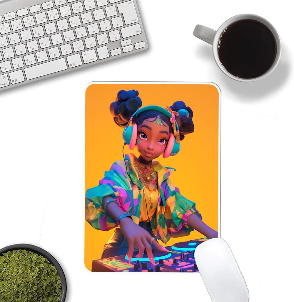 Mouse Pad with Bright Colors, Soft and Flexible, Waterproof, Edges Non-Slip Mousepad for Computer, Office, Keyboard, Laptop, High Quality, 22x18cm (GIRL)