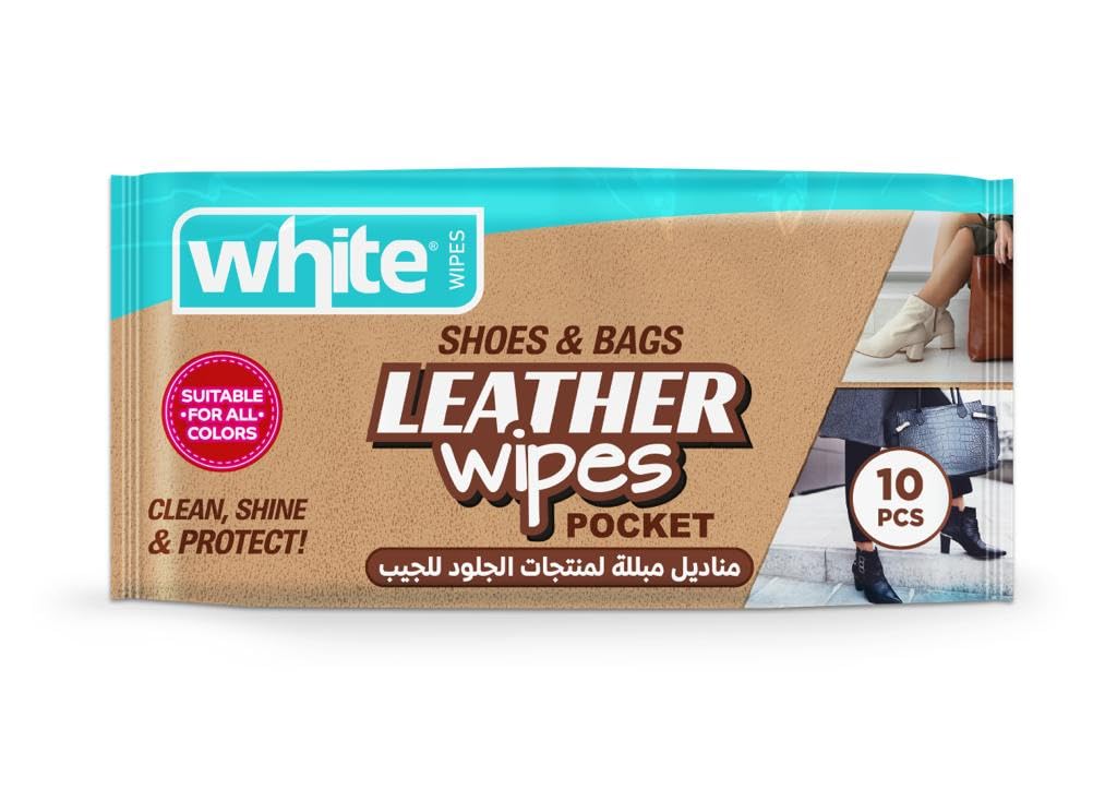 White Leather (Shoes & Bags) Pocket 10 Wipes (Pack of 6)