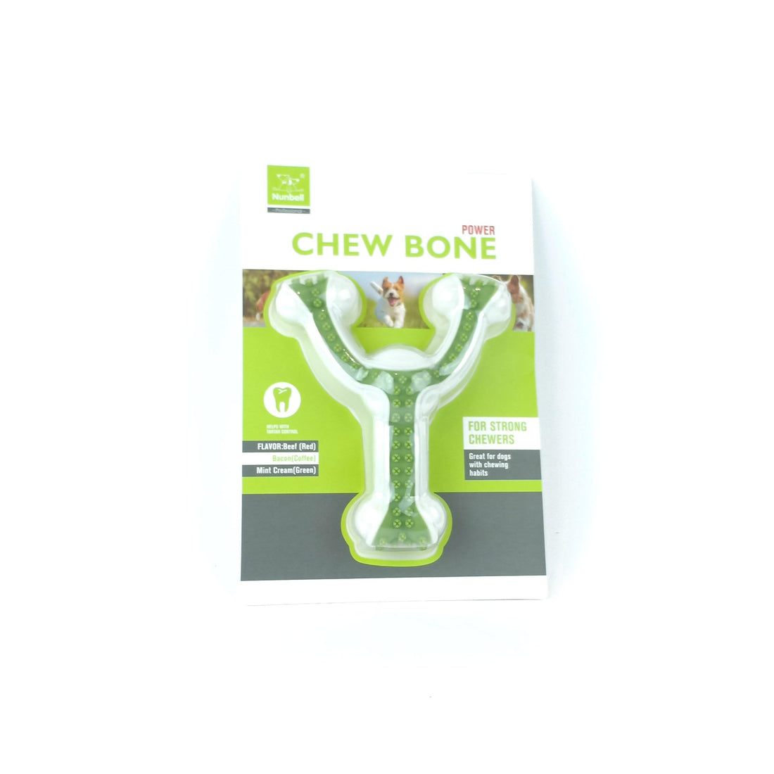 NUNBELL FLD35162C Nunbell Power Chew Bone For Dogs - White Green coffee