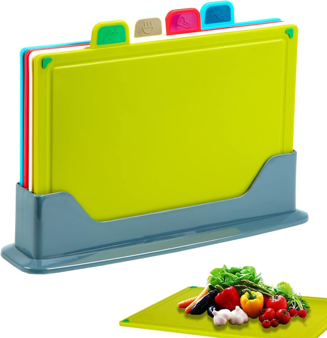 Biella™ Cutting Board Set - Chopping Board with Color Coded Food Icon for Meat Vegetable Fruit Fish