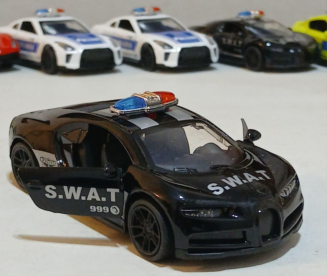 Metal Police Car Toy Black Color 12 CM 2 Doors Open Non-Riding Toy Vehicle