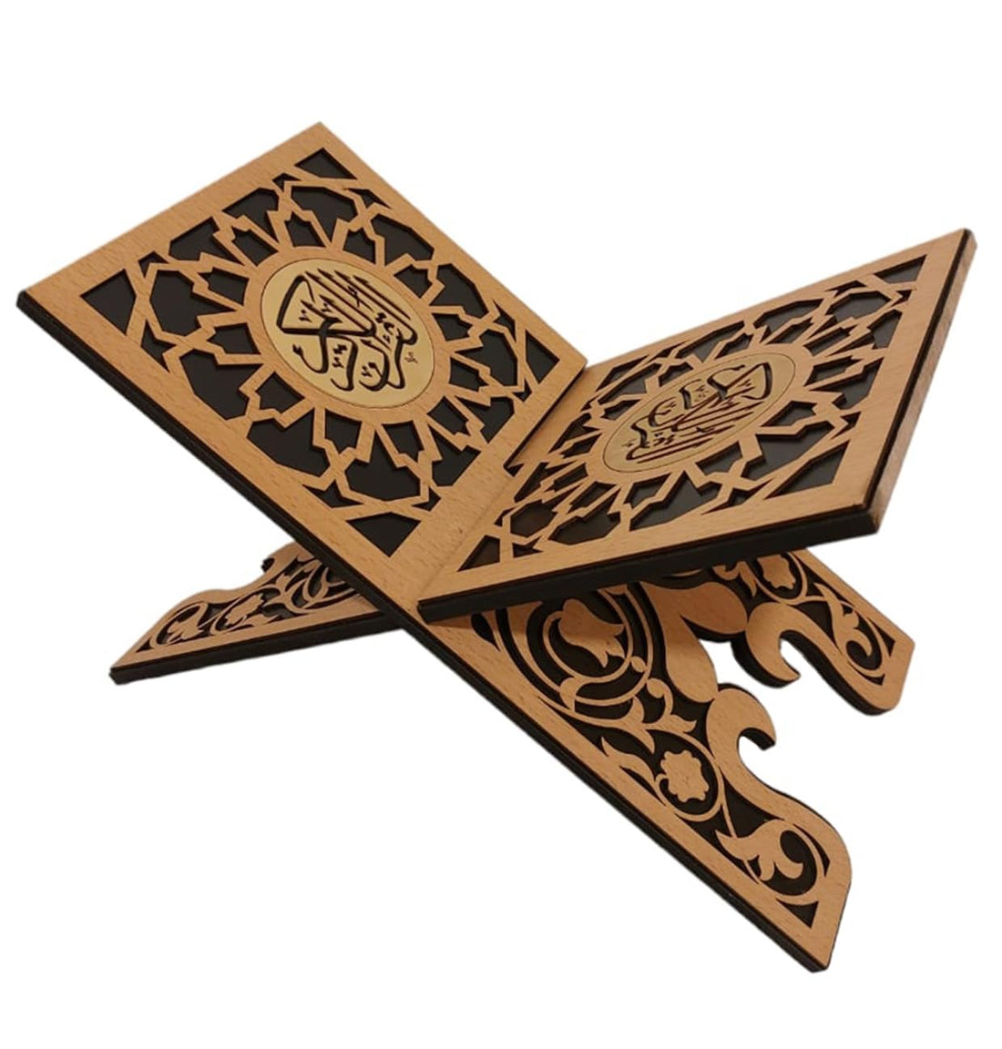 Premium Wooden Quran Stand with Islamic Ornament – Practical and Elegant Design