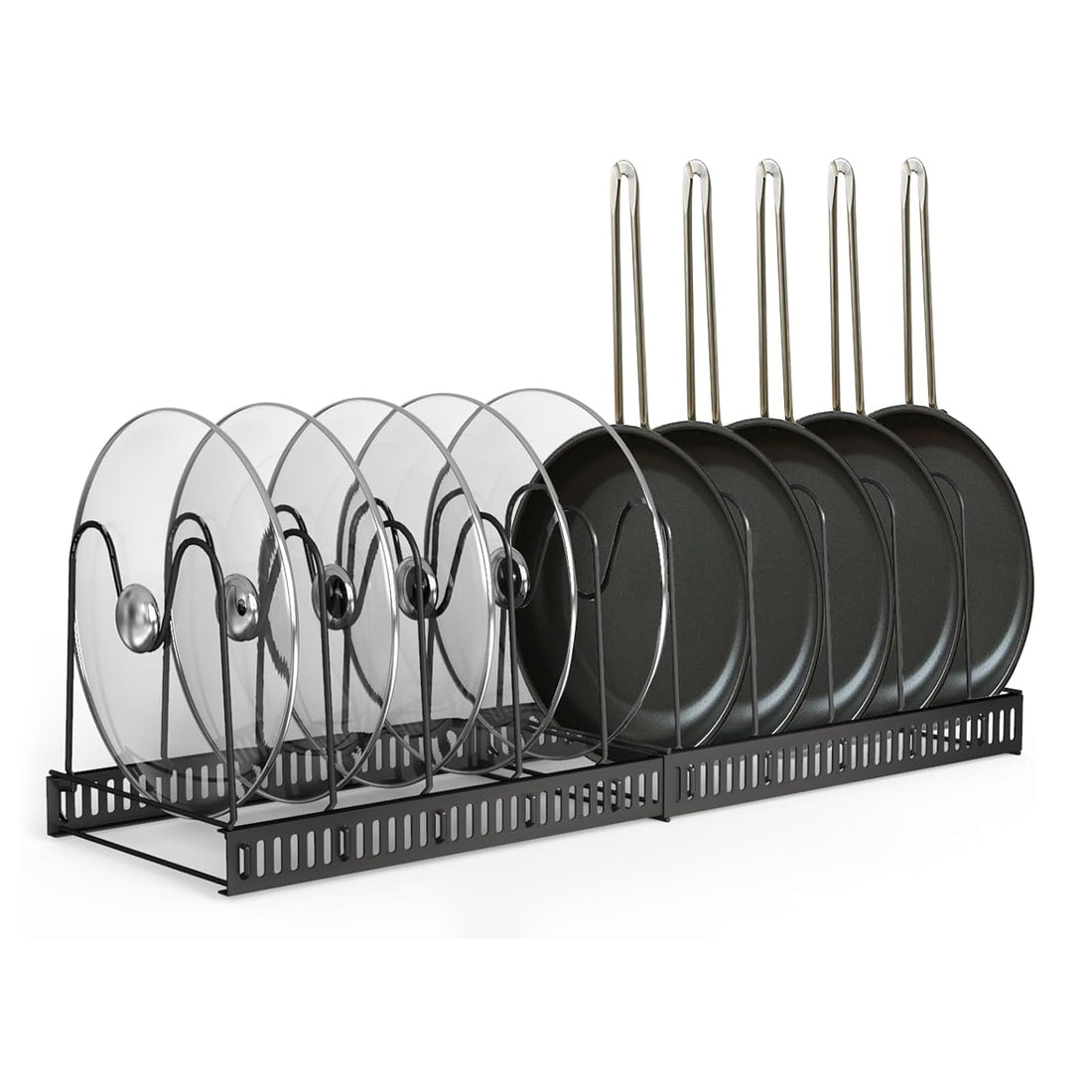 Dish Drying Rack, Kitchen Cabinet Organizer, Pull Out Slide, Under Sink Storage, Utensil Holder, Plate Organizer (Black)