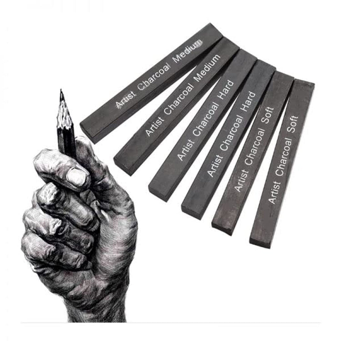 keep smiling Compressed Charcoal (Soft, Medium, Hard) Set Of 6 Pcs.