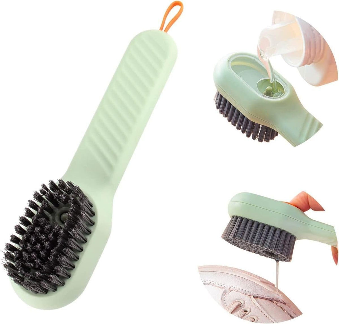 Magic Shoe and Clothes Cleaning Brush with Built-in Liquid Dispenser - Hand Wash Brush with Soft Bristles for Cleaning Tough Stains with One Click - Perfect for Sneakers and Collars.Multi Color
