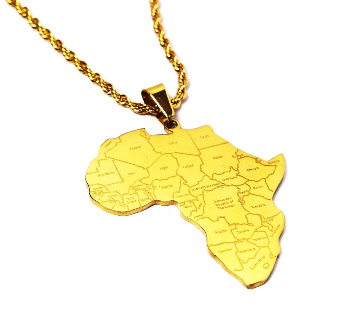 immatgar pharaonic Egyptian ankh Key and Africa map necklace jewellery ancient Egyptian souvenirs gifts from Egypt Collectible Pharaohs (Golden - Style1)