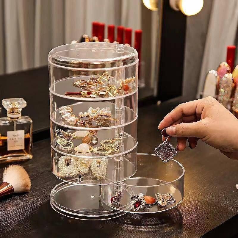 Generic Clear Acrylic Jewelry Organizer, 4 Tier Rotating Accessory Storage Display Stand, .sew