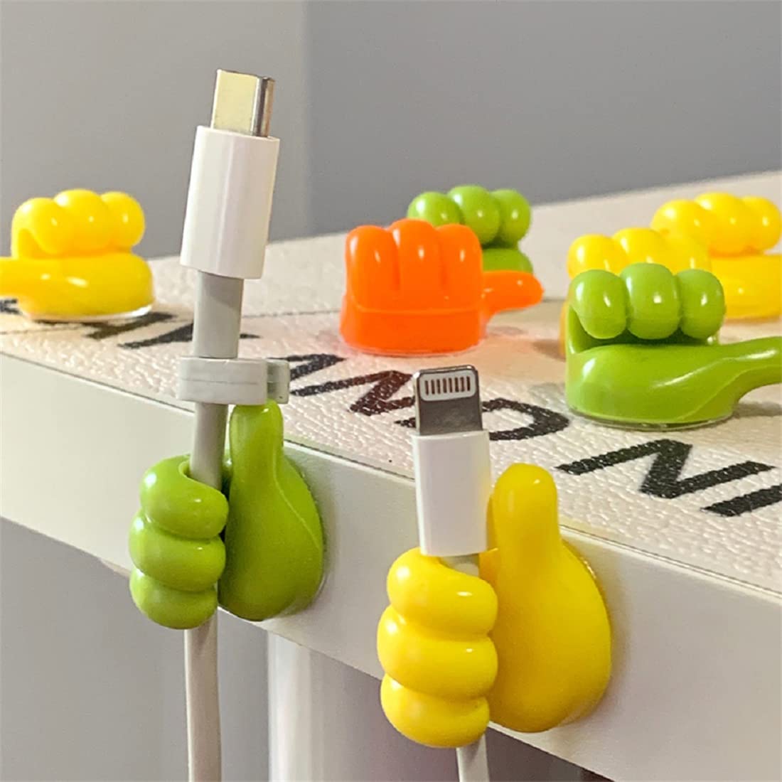 Cable Clips Organizer, Self-Adhesive Silicone Thumb Wall Hook Hangers Cable Clip Key Earphone Toothbrush Cable Organizer Holder Desktop Cord Wire Clips for Home Office Nightstand Desk Car