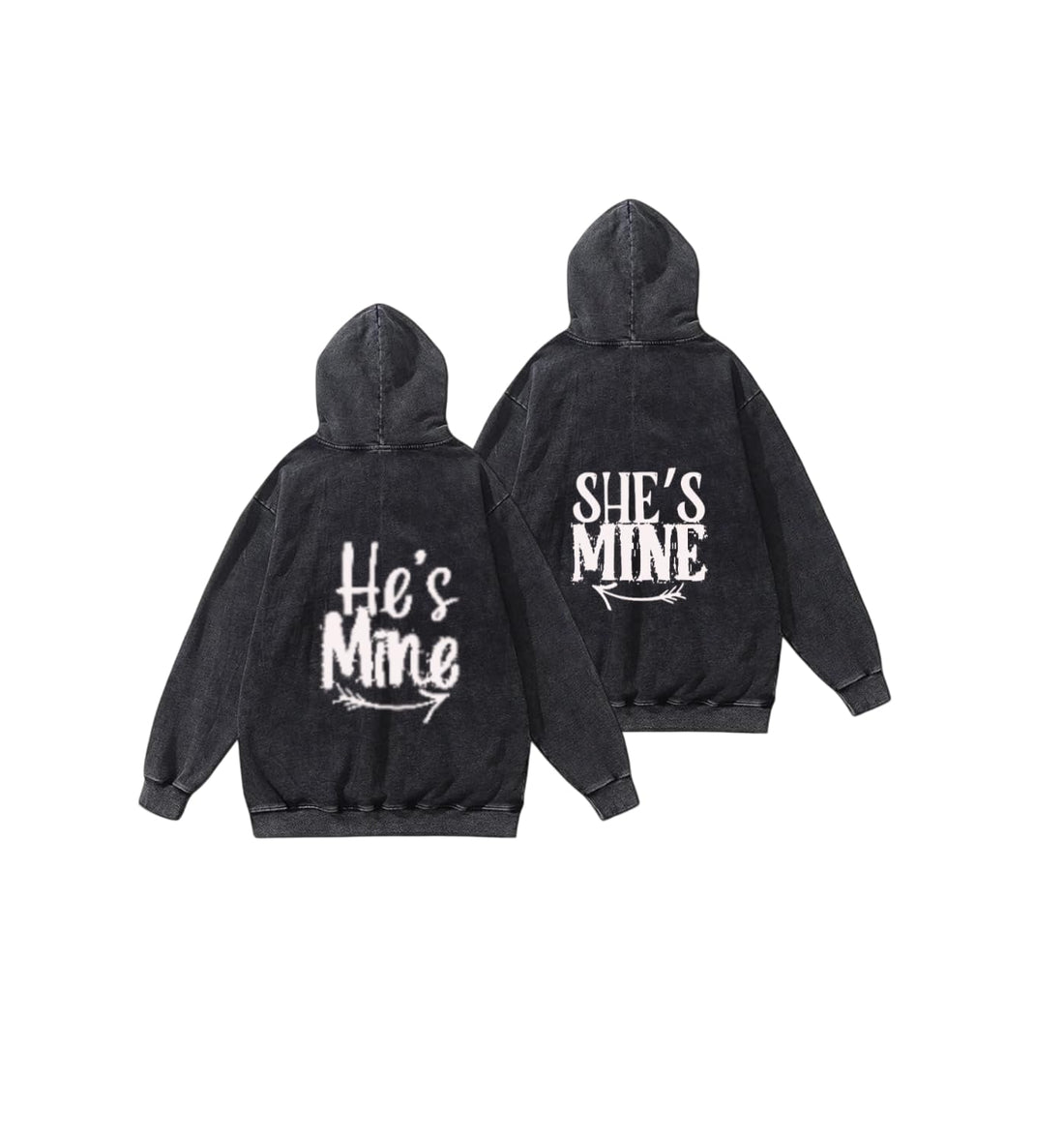 Mr. & Mrs He's Mine She's Mine VaIentine CoupIe Hoodie Washed 13
