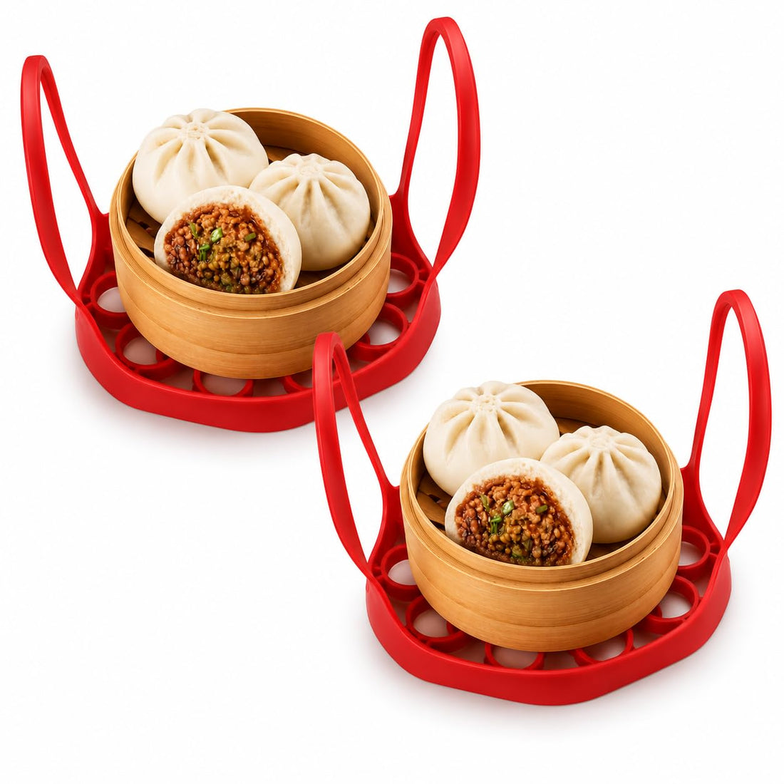 Silicone Pressure Cooker Pot Holder with Steaming Rack for Eggs, Flexible Heat Resistant Sling for Instant Cooker, Hot Dish Lifting Tool and Kitchen Cooking Accessories (Pack 2pcs)