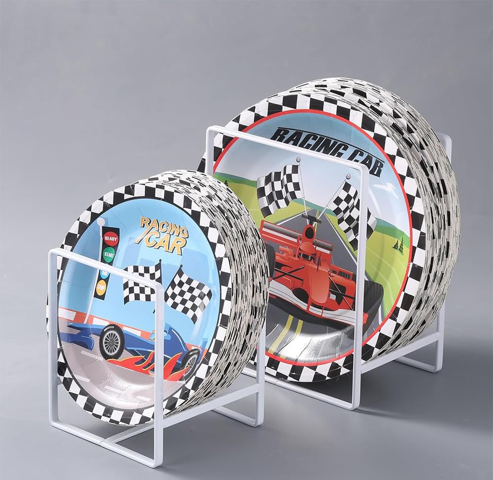 Best Media 2 Pack Paper Plate Dispenser for 15.2-25.4 cm Disposable Plates, Reusable Paper Plates Holders, Space-Saving Metal Dish Organizer, Black