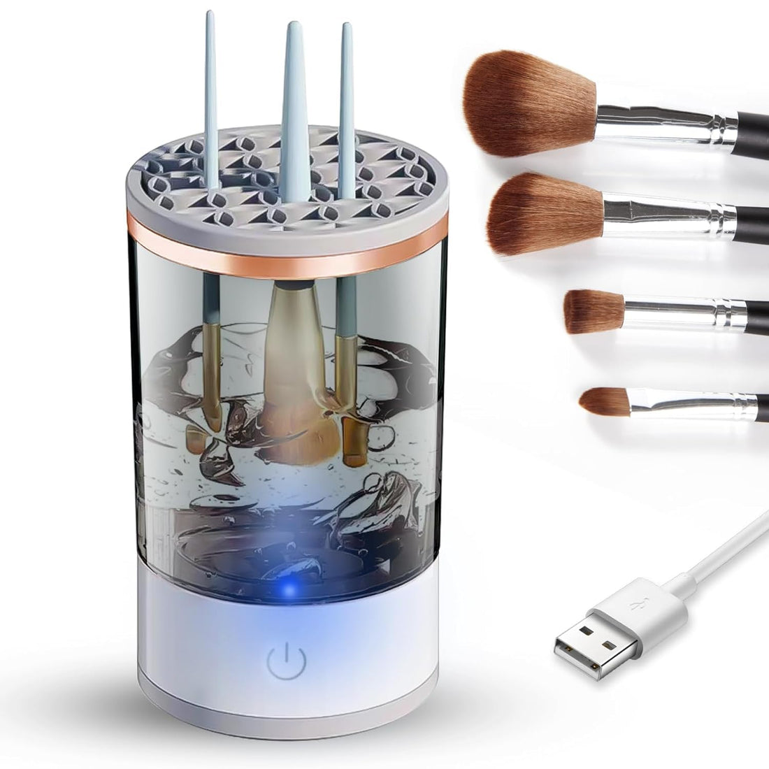 Plan A Automatic Electric Makeup Brush Cleaner, Automatic Rotating Cosmetic Brush Cleaner for All Kinds of Makeup Brushes, USB Powered Rotating Tool for Cleaning Cosmetic Brushes and Tools