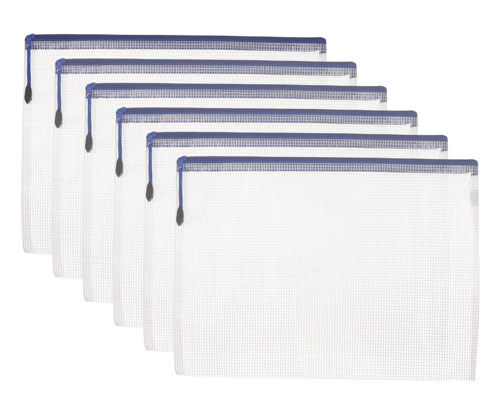 3A S-6004 Plastic Zipper File 24 * 32 cm 6 Pieces - White