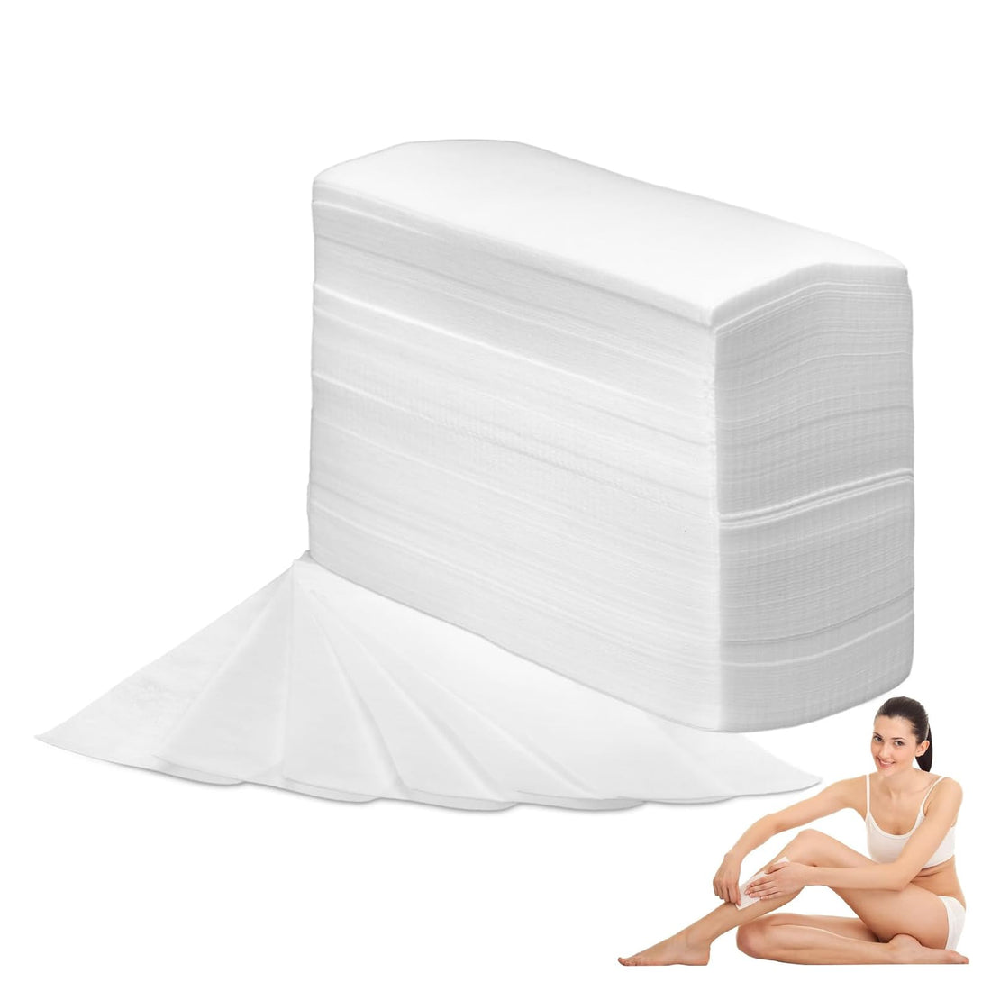 Pack of 200 Fleece Strips for Warm Wax and Sugar Paste, Non-Woven Hair Removal Strips for Bikini Legs Armpit Arms Intimate Areas Body Face Hair Removal Wax Strips (3.8 x 10 cm)